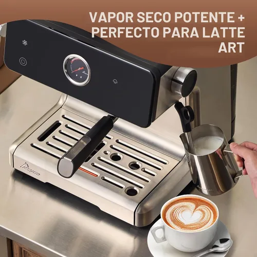 Vista 6 de Máquina de espresso con distribución automática y tazón con molinillo, cafetera barista con cold brew, espumador de leche para latte, máquina
