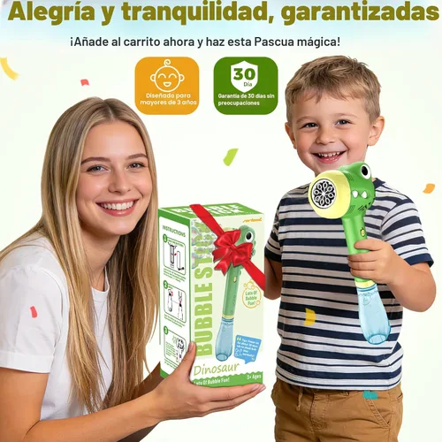Vista 8 de Varita de juguetes de burbujas de dinosaurio para niños: juguetes al aire libre para niños pequeños y niñas, diversión de burbujas para fiesta