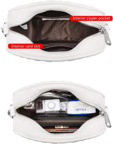 Vista 3 de Realer Bolso bandolera redondo con borla circular para mujer, cartera pequeña de noche con cadena