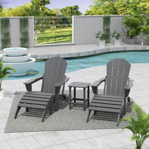 Vista 11 de WestinTrends Malibu - Silla de salón para exteriores, juego de 2 sillas Adirondack con otomana, sillas plegables de madera de polietileno para todo
