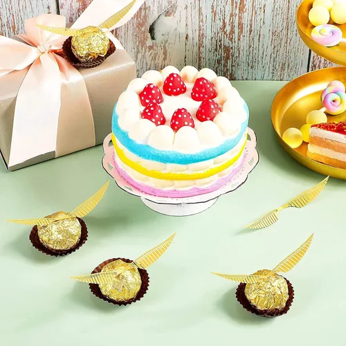 Vista 2 de 50 piezas de decoración de mago para cupcakes con purpurina dorada, decoración de fiesta de mago para suministros de fiesta de cumpleaños