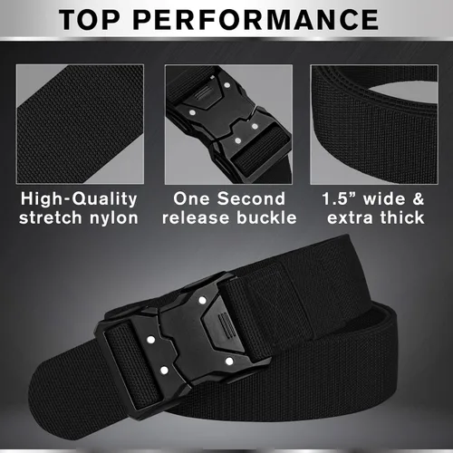 Vista 4 de TECEUM Tactical Belt – Heavy-Duty & Quick Release – Military, Work, Rigger, Duty & Utility Belt for Men