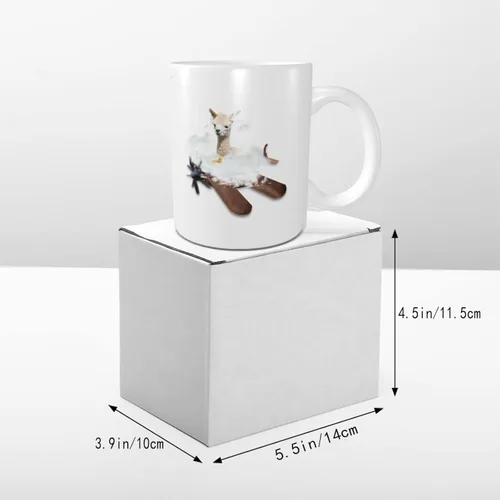 Vista 5 de Zomyto Taza de café de alpaca de 11 onzas, taza de té de alpaca, regalos de alpaca, diseño de alpacas, taza para amantes del café, taza divertida
