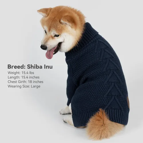 Vista 7 de cyeollo Suéter para perro pequeño, suéteres cálidos de cuello alto para perros pequeños, sudadera tejida para perrito con mangas, suéter de otoño e