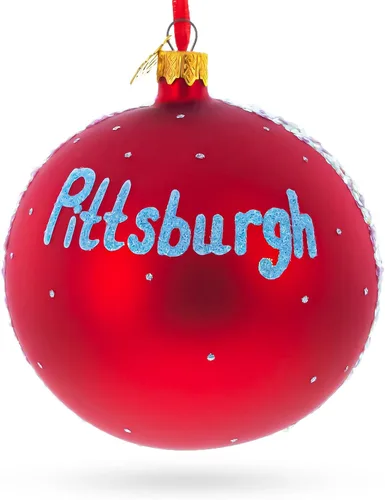 Vista 2 de Pittsburgh, Pennsylvania, bola de cristal, adorno de Navidad de 4 pulgadas