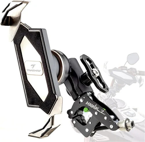 Vista 9 de Soporte para teléfono de motocicleta, soporte para teléfono móvil, base de abrazadera para manillar de motocicleta, ajustable, estable, brazo