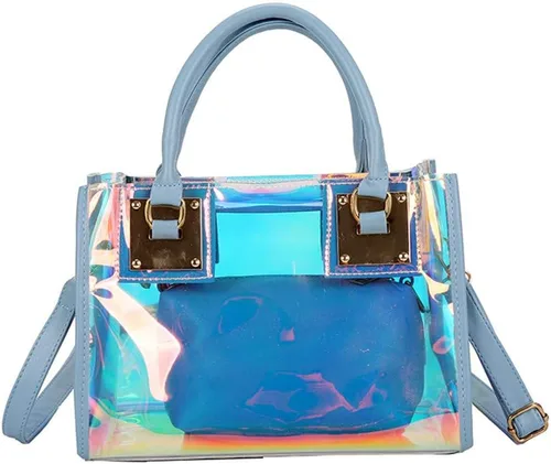Vista 7 de Bolso bandolera transparente para mujer, bolso de mano de moda de diseñador 2 en 1