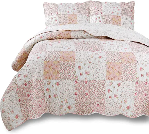 Vista 10 de KASENTEX Juego de colcha individual, colcha ligera, colcha reversible, ropa de cama impresa con diseño campestre, funda de edredón prelavada - Ropa