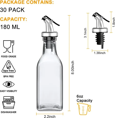 Vista 2 de Accguan Dispensador de aceite, dispensador de aceite de oliva a prueba de fugas de 6 onzas, juego con adhesivo y bolígrafo, adecuado para almacenar