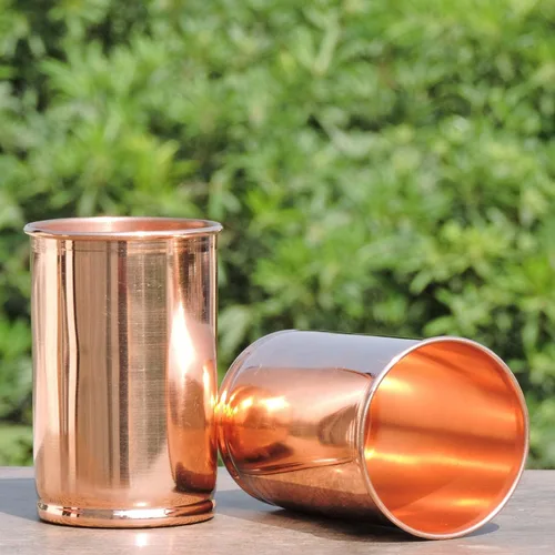 Vista 6 de ANCIENT IMPEX Pure Copper - Juego de 2 vasos de cobre para servir agua (99.74 por ciento), capacidad de 11.8 fl oz (11.8 onzas líquidas)