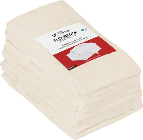 Vista 22 de Utopia Kitchen Paquete de 6 toallas blancas de 28 x 28 pulgadas, 100% algodón para limpiar y secar, paños de cocina altamente absorbentes Blanco