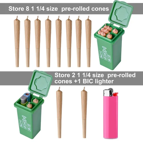 Vista 4 de Estuche de soporte de cono preenrollado – Se adapta a conos de 2 x 1 1/4, caja de cigarrillos con soporte para encendedor, caja de almacenamiento