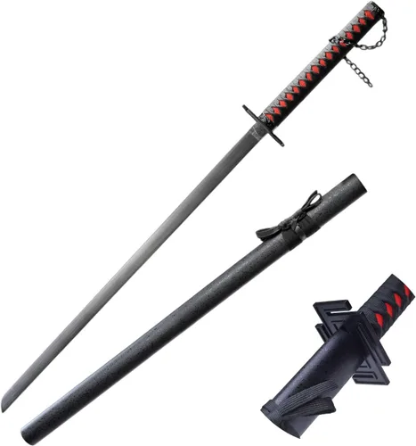 Vista 7 de Anime Cosplay Prop Espada Kurosaki Ichigo Black Sky Lock Zhanyue Zhanpaku Negro Recto/Doblado Samurai Espada