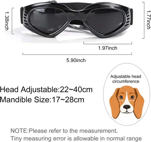Vista 6 de Gafas de sol UV para cachorros con correa ajustable, antivaho y resistentes al viento, plegables para mascotas para perros pequeños y medianos