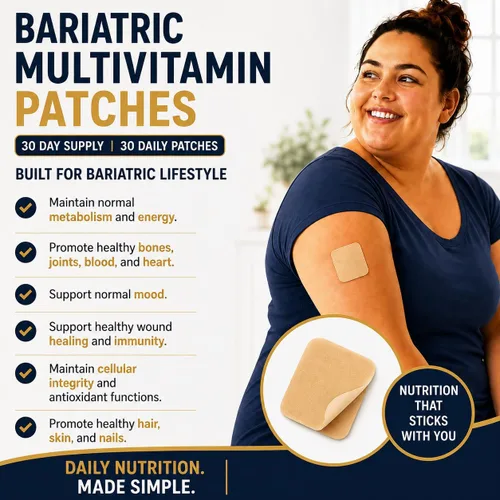 Vista 3 de Parches multivitamínicos bariátricos, suministro para 30 días, 30 parches diarios, vitamina B12, complejo B, folato, cromo, vitamina C y vitamina E