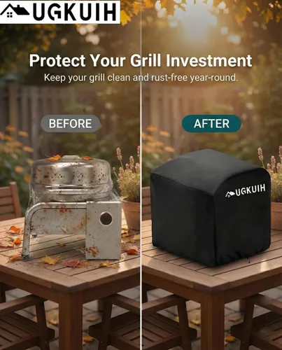 Vista 4 de Funda para Parrilla Compatible con CharBroil Bistro Pro Parrilla Eléctrica de Mesa, Cubierta de Mesa Resistente 600D Impermeable, Compatible