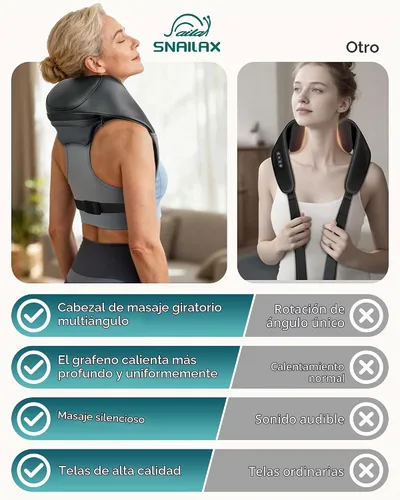 Vista 6 de Snailax Masajeador de cuello inalámbrico con calor, masajeador de hombros Negro