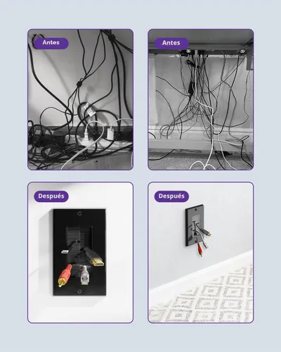 Vista 7 de VCE Placa de pared de cepillo con soporte, inserto de paso de cable, cubierta de pared decorativa de una sola banda para cables de bajo voltaje