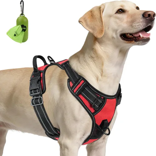 Vista 31 de Joytale Arnés sin tirones para perros pequeños, chaleco reflectante para mascotas con clip frontal, arnés acolchado suave ajustable con asa de fácil