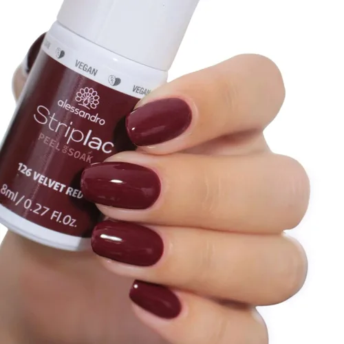 Vista 2 de alessandro Striplac - Esmalte de uñas para despegar o remojar - 126 terciopelo rojo para mujer - 0.27 onzas