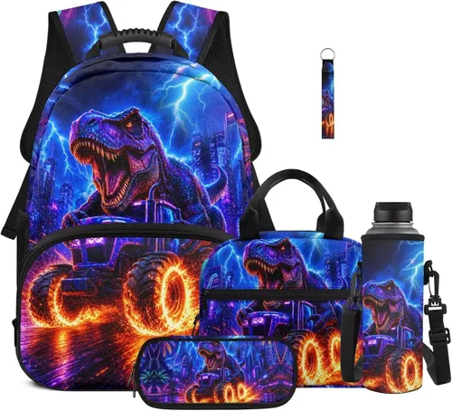 Vista 35 de Bulopur Eagle American Flag Print Kids Backpack Boys Elementary School 17 Inch Bookbag With Lunch Bag Water Bottle Holder Keychain Pencil Case 5
