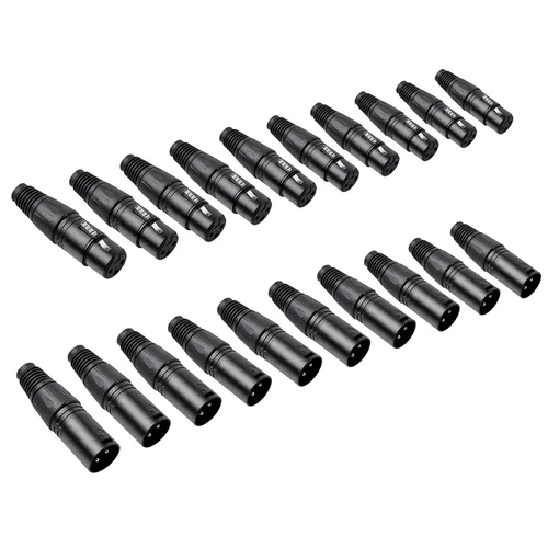 Vista 9 de Paquete de 10 conectores XLR, 5 pares XLR de 3 pines macho/hembra, conector de cable de micrófono de audio, conector de audio, 3 pines XLR, extremos