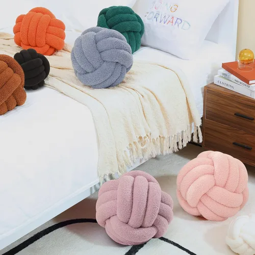 Vista 7 de Bolas de almohada de nudo, almohadas redondas decorativas, almohadas de felpa suave, decoración del hogar para sofá, cama, sofá, cojín de almohada