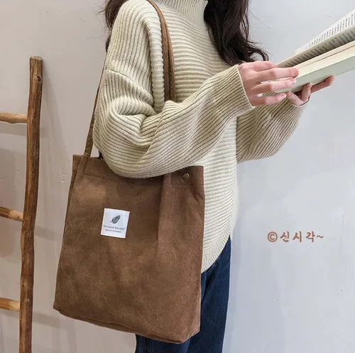 Vista 2 de Tchh-Dayup Bolso de lona para mujeres y chicas, bolso de pana.