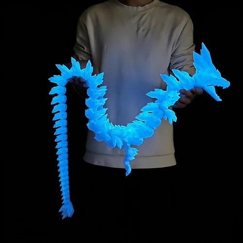 Vista 10 de Juguetes para ansiedad de dragón de cristal con estampado 3D súper grande de 48.82 pulgadas, figuras de animales extra largas y grandes, decoración