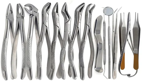 Vista 3 de Alemán 74 piezas de extracción oral dental fórceps elevadores instrumentos conjunto kit