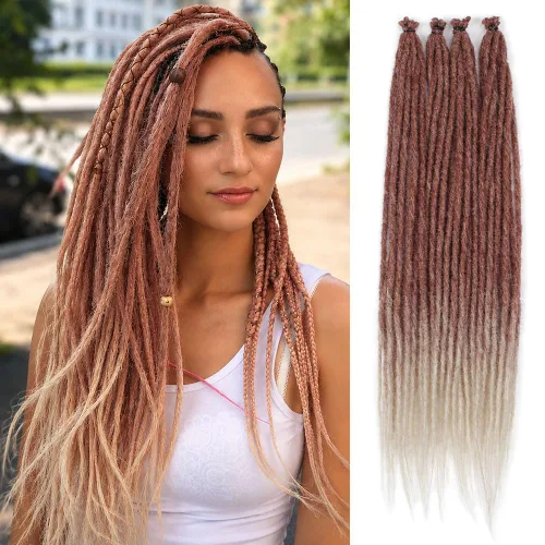 Vista 28 de Kraler Extensiones de Rastas Azules, Extensiones de Rastas Sintéticas de Ganchillo de 22", 100% Hechas a Mano, Rastas de Una Sola Punta, Delgadas