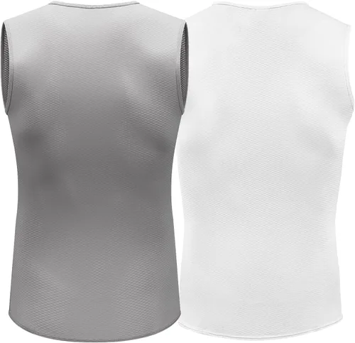 Vista 3 de Przewalski Camiseta interior de ciclismo sin mangas para hombre, de secado rápido, chaleco de capa base de bicicleta, transpirable, camisetas