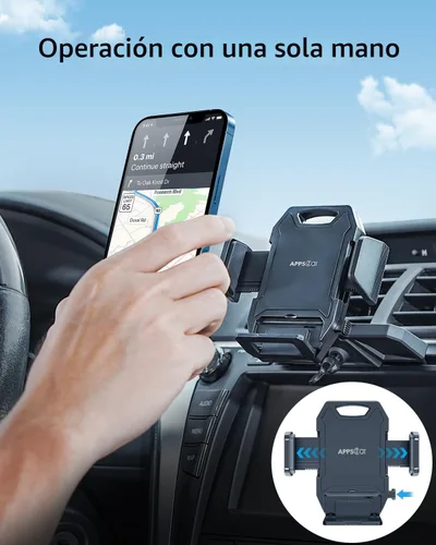Vista 2 de APPS2Car Soporte de teléfono para ranura de CD resistente con diseño de operación con una mano, soporte para teléfono de coche manos libres