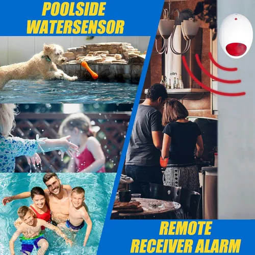 Vista 6 de Alarma de piscina con receptor remoto, sistema de monitor de ahogamiento subacuático para piscina, alarmas junto a la piscina alimentadas por