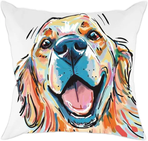 Vista 12 de Funda de almohada de lino de pastor alemán, diseño artístico abstracto colorido, funda de almohada de lino de 18 x 18 pulgadas para amantes
