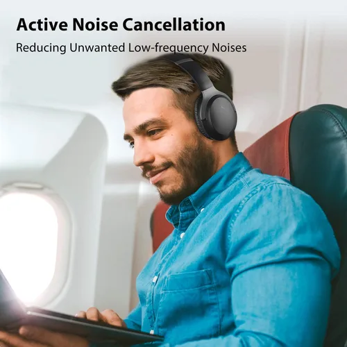 Vista 3 de Avantree Aria Pro aptX-HD Bluetooth 5.0 - Auriculares con cancelación activa de ruido con micrófono para música y llamadas, opción de SSD
