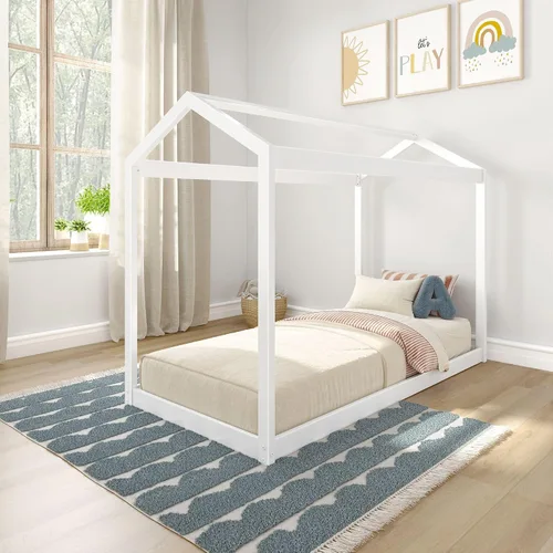 Vista 10 de Max & Lily - Cama Queen, marco de cama con cabecero para niños, listones, color arcilla.