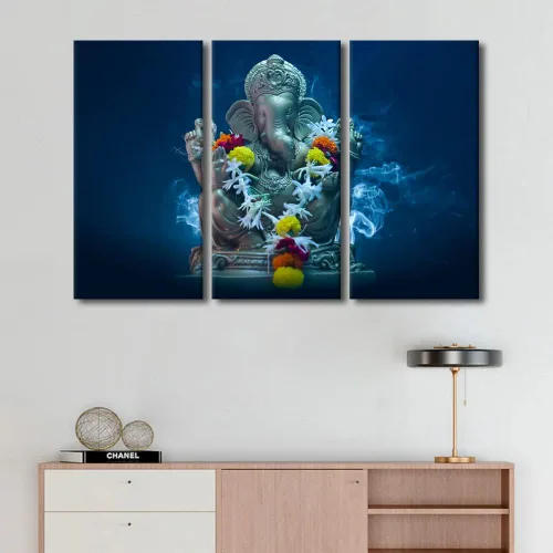 Vista 60 de TUMOVO Arte de pared de Dios hindú para sala de estar, lienzo de Ganesha, arte de pared de escultura de elefante, cuadros modernos, arte