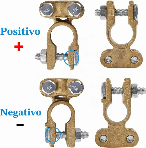 Vista 8 de CZC AUTO Terminales de batería, abrazaderas y conectores de cobre, juego de protectores de terminales de batería positivos y negativos para poste