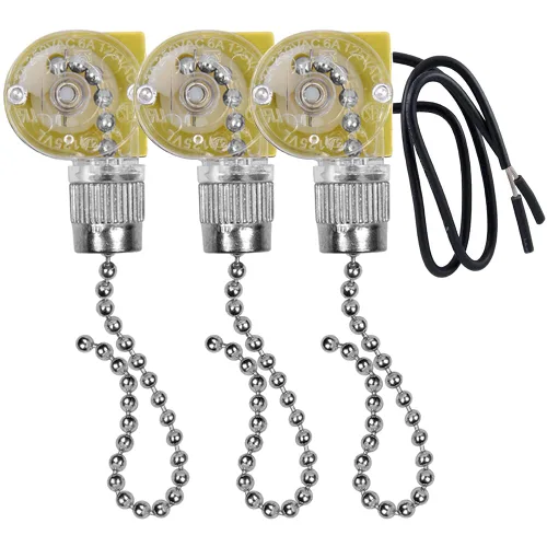Vista 7 de Interruptor de cadena Ze-109 de dos cables Zing Ear On/Off Compatible con Hunter Fan Replacement 3 Pcs (latón)