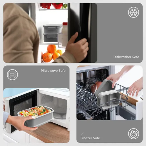 Vista 8 de Jelife Lonchera Bento para adultos, lonchera Bento apilable de 3 capas para adultos, lonchera Bento de estilo grande de 72 onzas, lonchera a prueba
