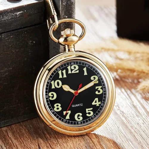 Vista 2 de Reloj de bolsillo clásico para hombre, relojes de bolsillo con cadena para hombres