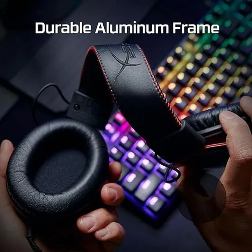 Vista 7 de HyperX Cloud II - Auriculares para videojuegos, sonido envolvente 7.1, almohadillas de espuma viscoelástica, marco de aluminio, con micrófono
