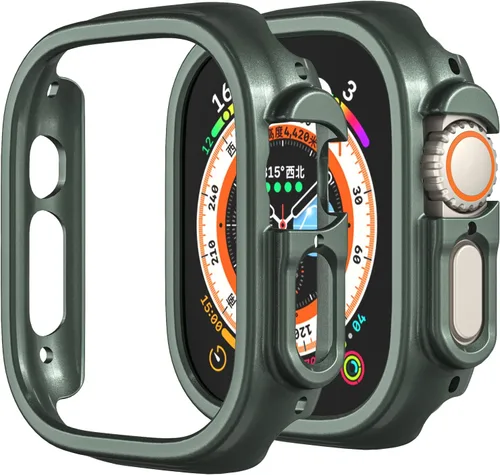 Vista 22 de Funda rígida de policarbonato compatible con Apple Watch Ultra 3/2/1 de 1.732 pulgadas, resistente a impactos, a prueba de golpes, con borde