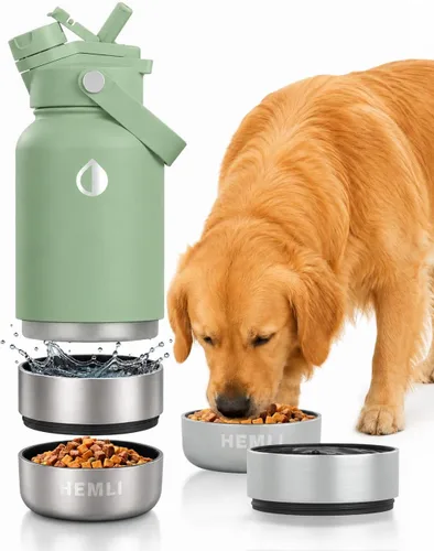 Vista 24 de Botella de agua para perros, botella de agua de viaje aislada para perros, dispensador de botellas de agua para mascotas de acero inoxidable
