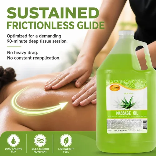 Vista 3 de SPA REDI Aceite de masaje profesional de aloe vera – 5 mezcla botánica con almendras, aguacate, girasol y vitamina E No graso, de rápida absorción
