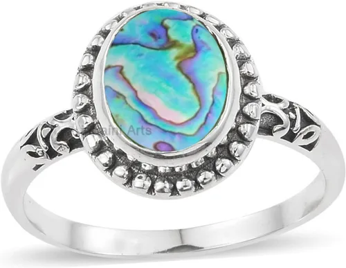 Vista 10 de Anillo de plata de ley 925 para mujer, anillo único de gema ovalada hecho a mano