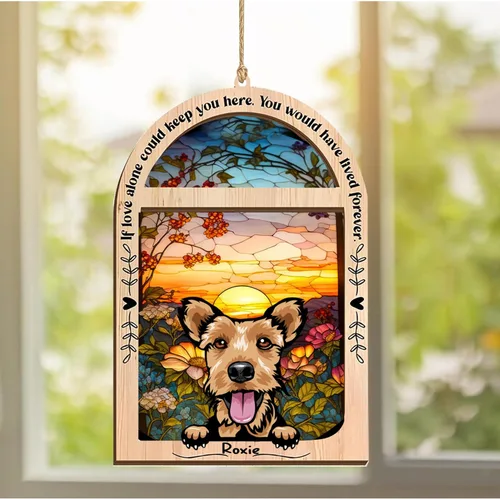Vista 53 de LOVELYPOD Adorno de Navidad personalizado de sabueso afgano, atrapasoles con nombre, regalos de pérdida de mascotas, regalos para amantes
