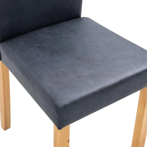 Vista 7 de Juego de 4 sillas de comedor modernas de estilo rústico tapizadas de gamuza sintética gris con patas de madera para comedor, sala de estar, muebles