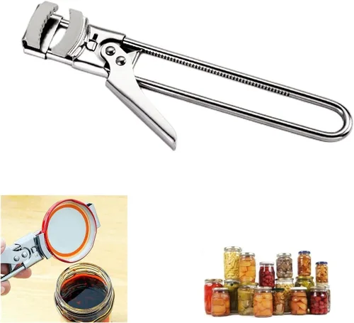 Vista 6 de Abrelatas de acero inoxidable ajustable para manos débiles, abridor de latas de acero inoxidable ajustable, abridor de tapas herméticas, accesorios